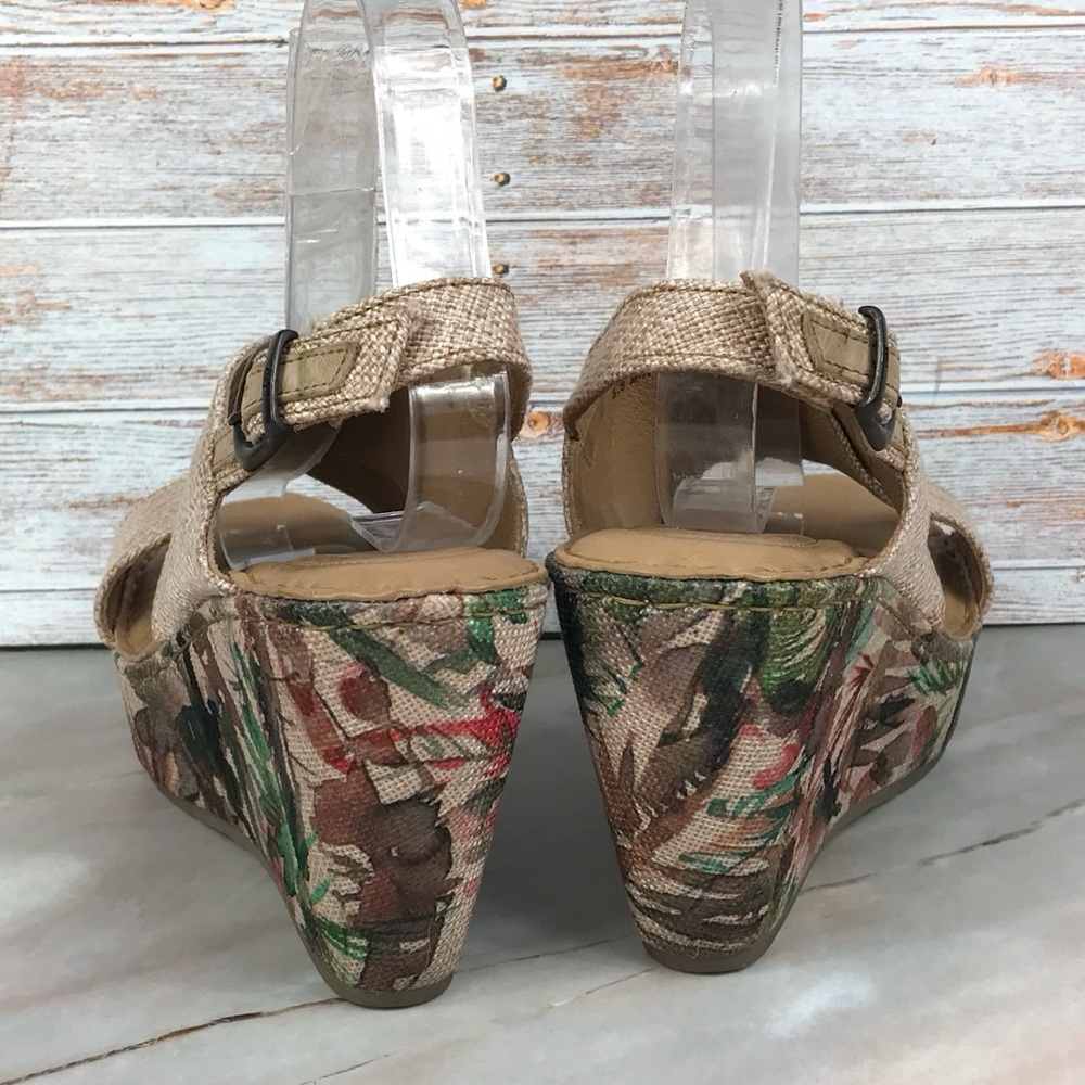 Born Emmy II Citrus Fabric Wedge Platform Sandals w/ Floral EUC - Picture 5 of 10